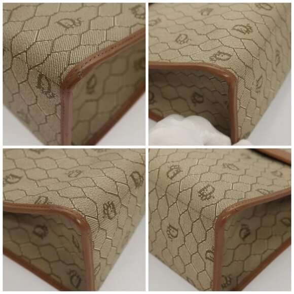 Christian Dior Honeycomb Canvas Hand Bag PVC Leather Beige Auth sw453 - Picture 15 of 16
